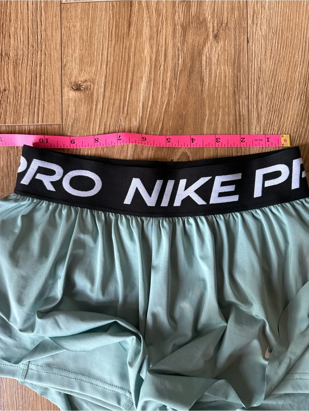 Nike Mint Green Girls' Athletic Shorts with Black Logo Waistband